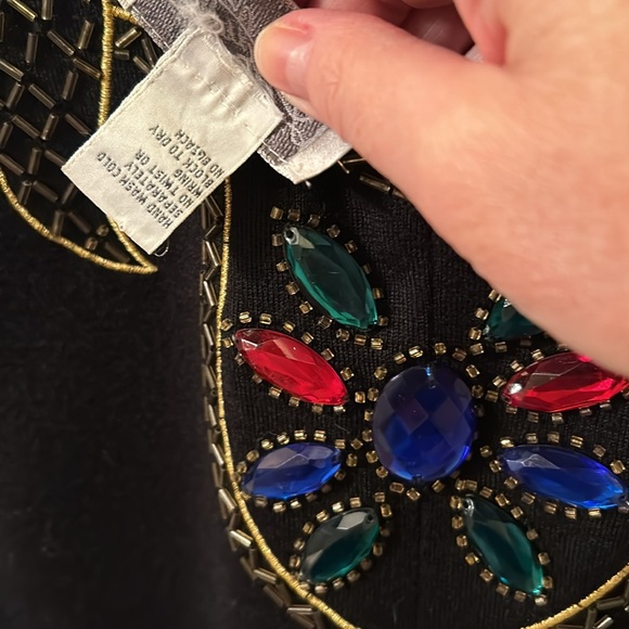 Vintage Jeweled Sleeveless Sweater Dress with V-Back, Size S - Picture 6 of 8